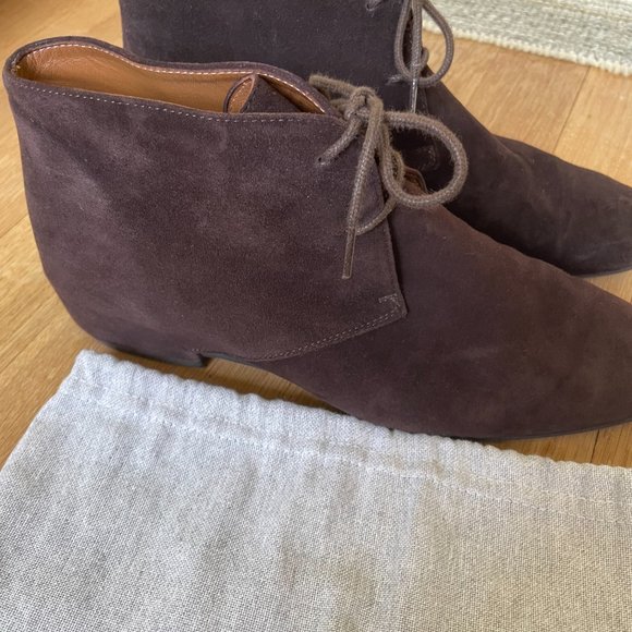 Aquatalia Brown Suede Lace Up Booties Size 7 - Picture 8 of 10